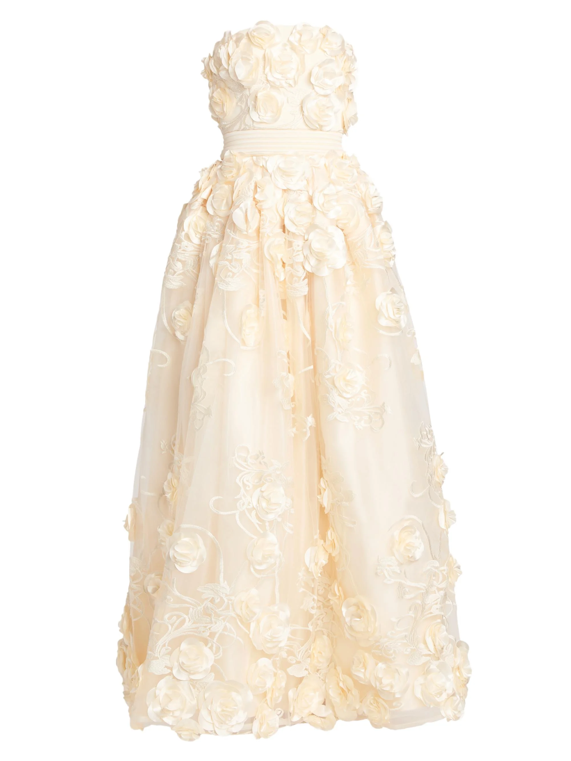 Women's Dream Of That Strapless Floral Applique Gown - Ivory - 1