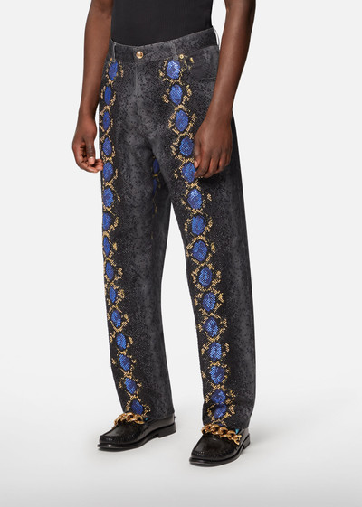 VERSACE Python Print Studded Jeans outlook