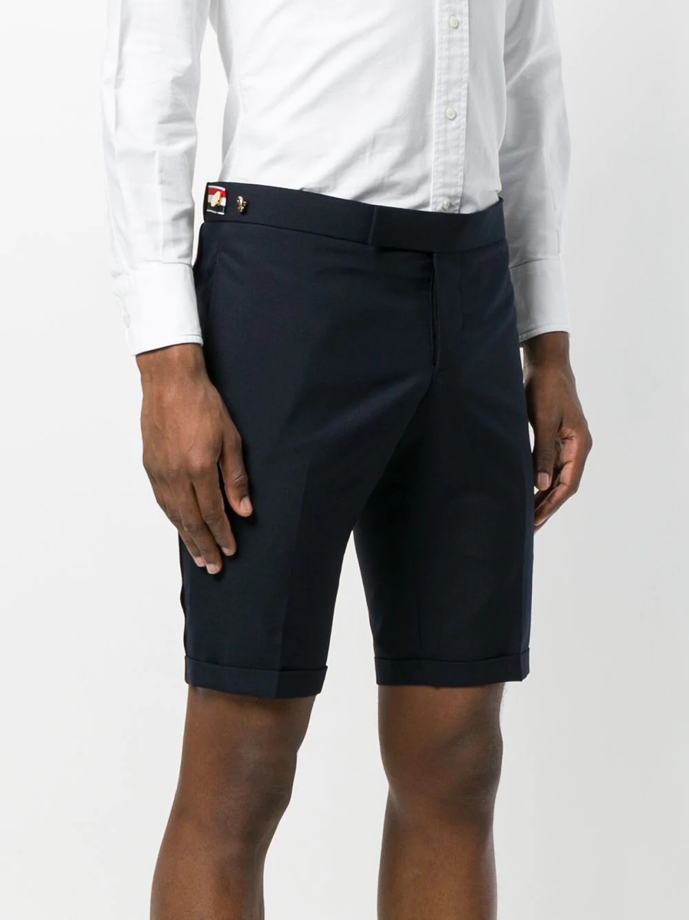 Low Rise Skinny Short With Red, White And Blue Selvedge Back Leg Placement In School Uniform Plain W - 3