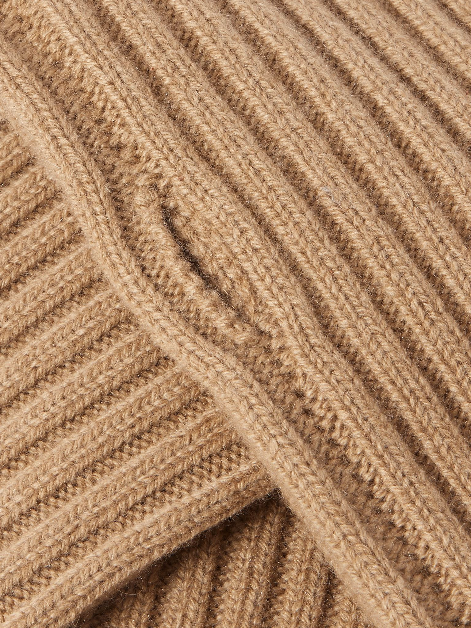 Ribbed cashmere fingerless mittens Beige - 3