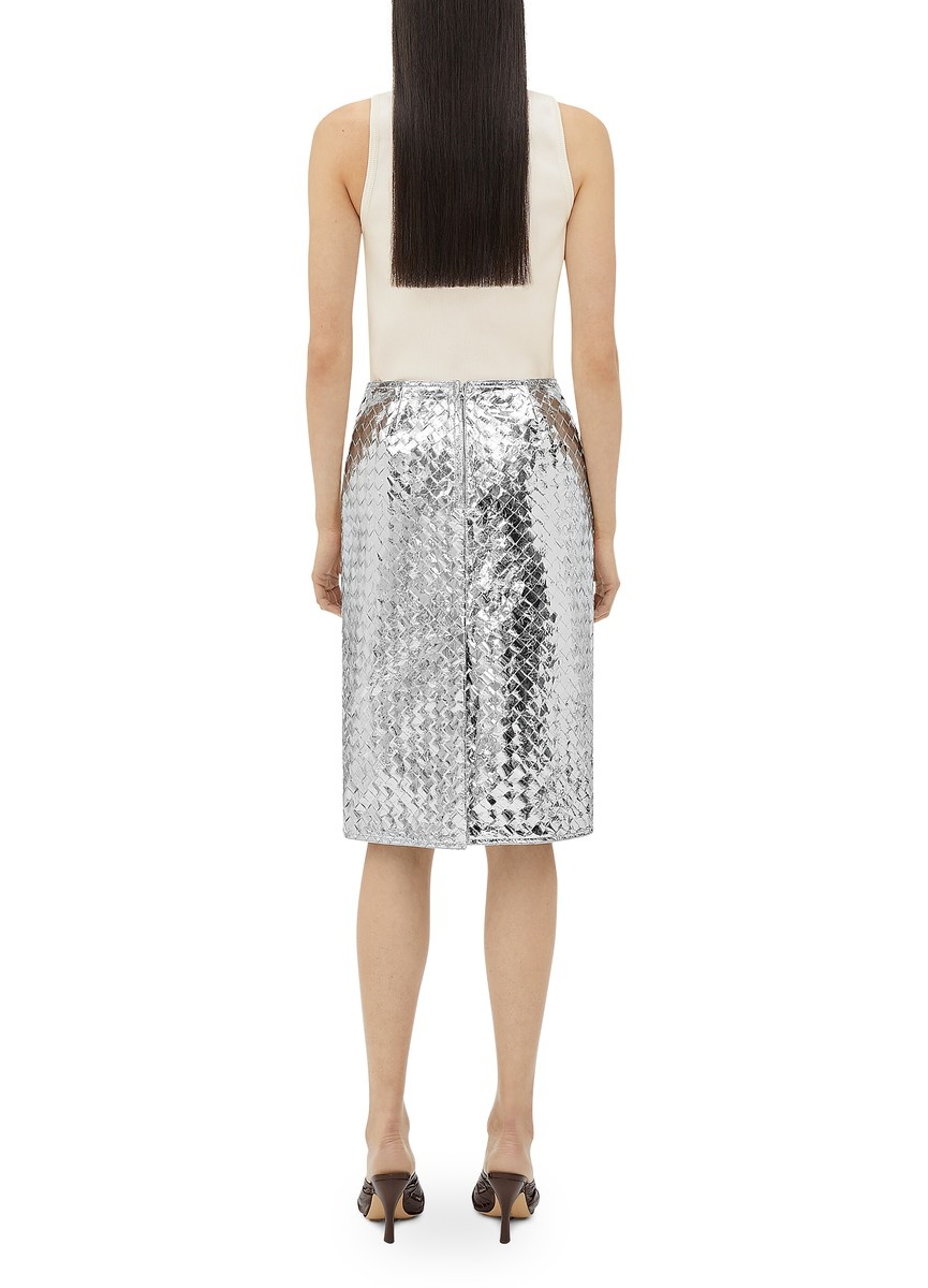 Intrecciato lamb leather Metallic Skirt - 5