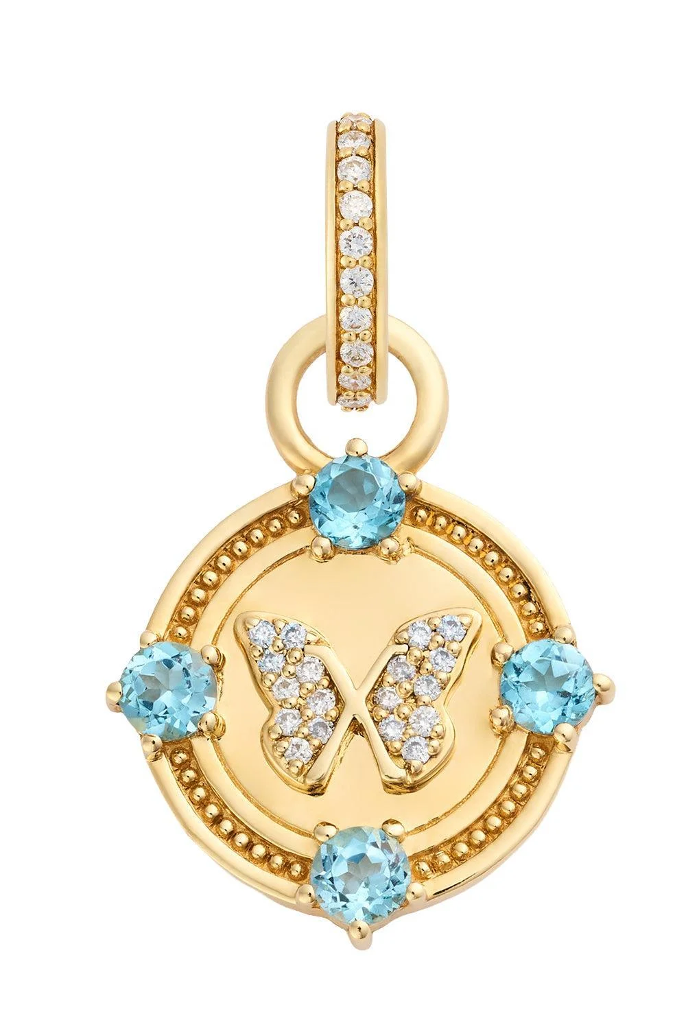Reverie - Swiss Blue Topaz Miniature Butterfly Gemstone Medallion - 1