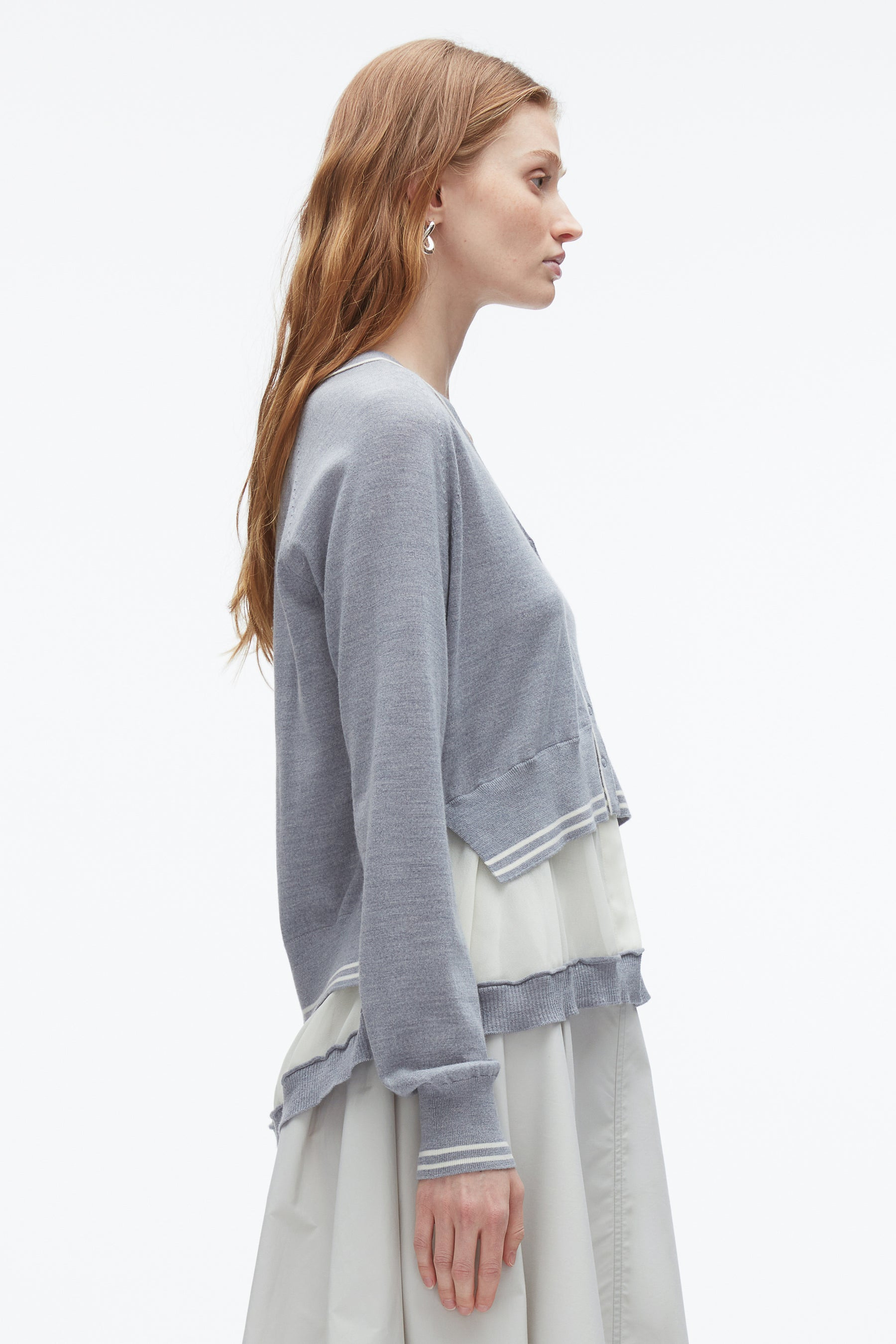 Chiffon Hem Boxy Cardigan - 4
