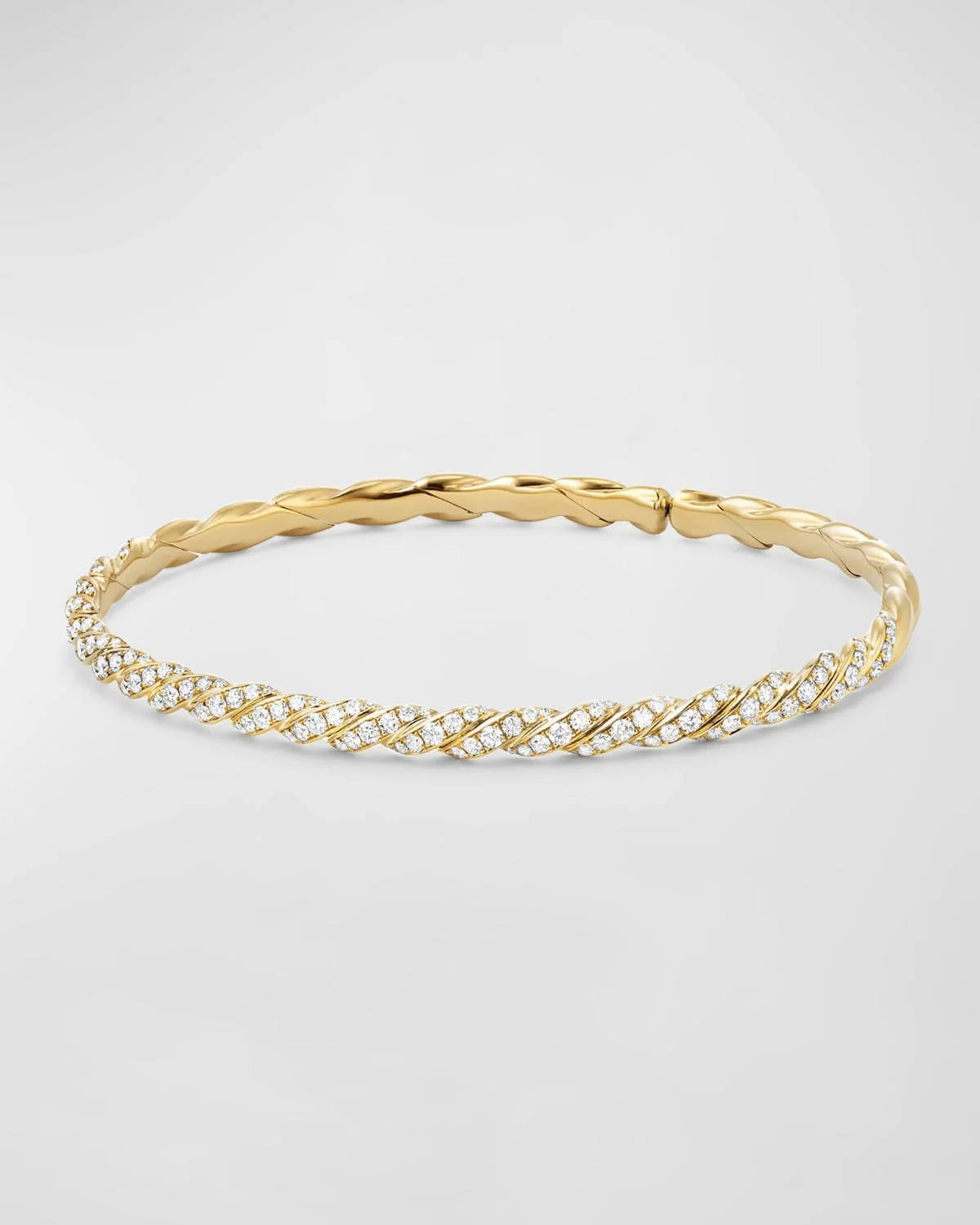 Sculpted Cable Flex Bracelet with Diamonds in 18K Gold, 3.5mm - 1