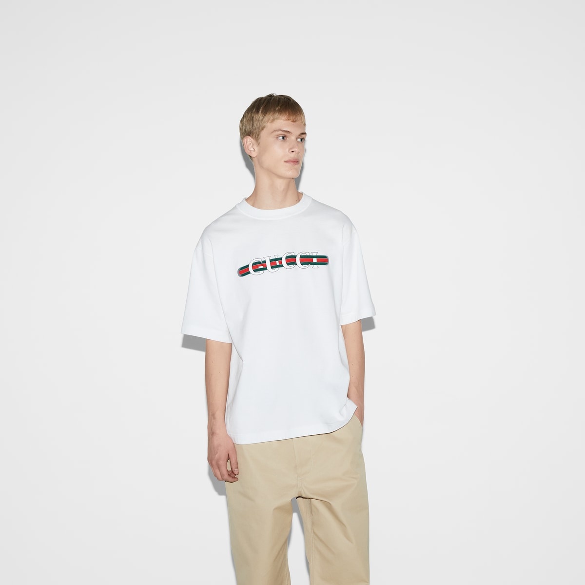 Cotton jersey T-shirt with Gucci print - 3