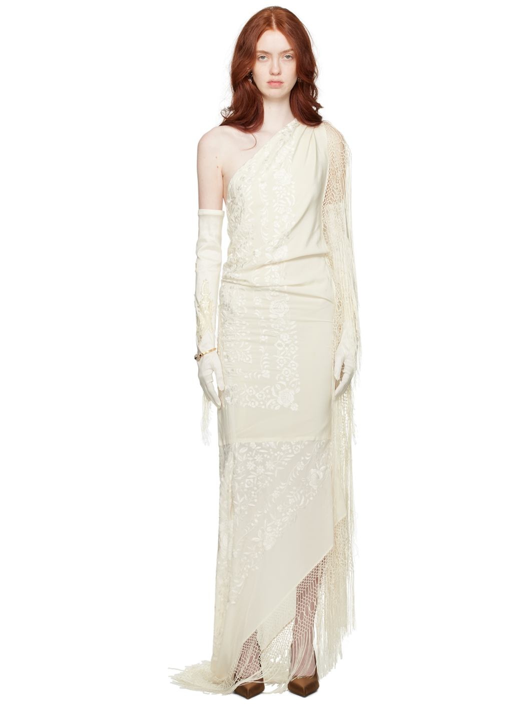 SSENSE Exclusive Off-White Piano Shawl Maxi Dress - 1