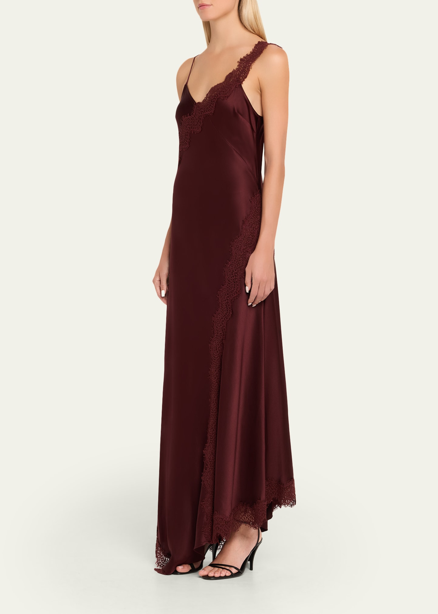 Vernon Lace-Trim Satin Slip Dress - 4