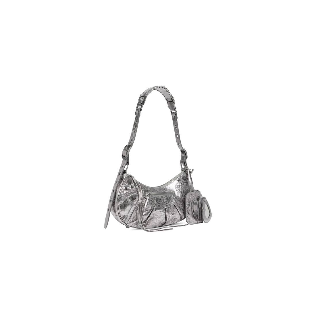 Women's Le Cagole Small Shoulder Bag Metallized in Silver - 4