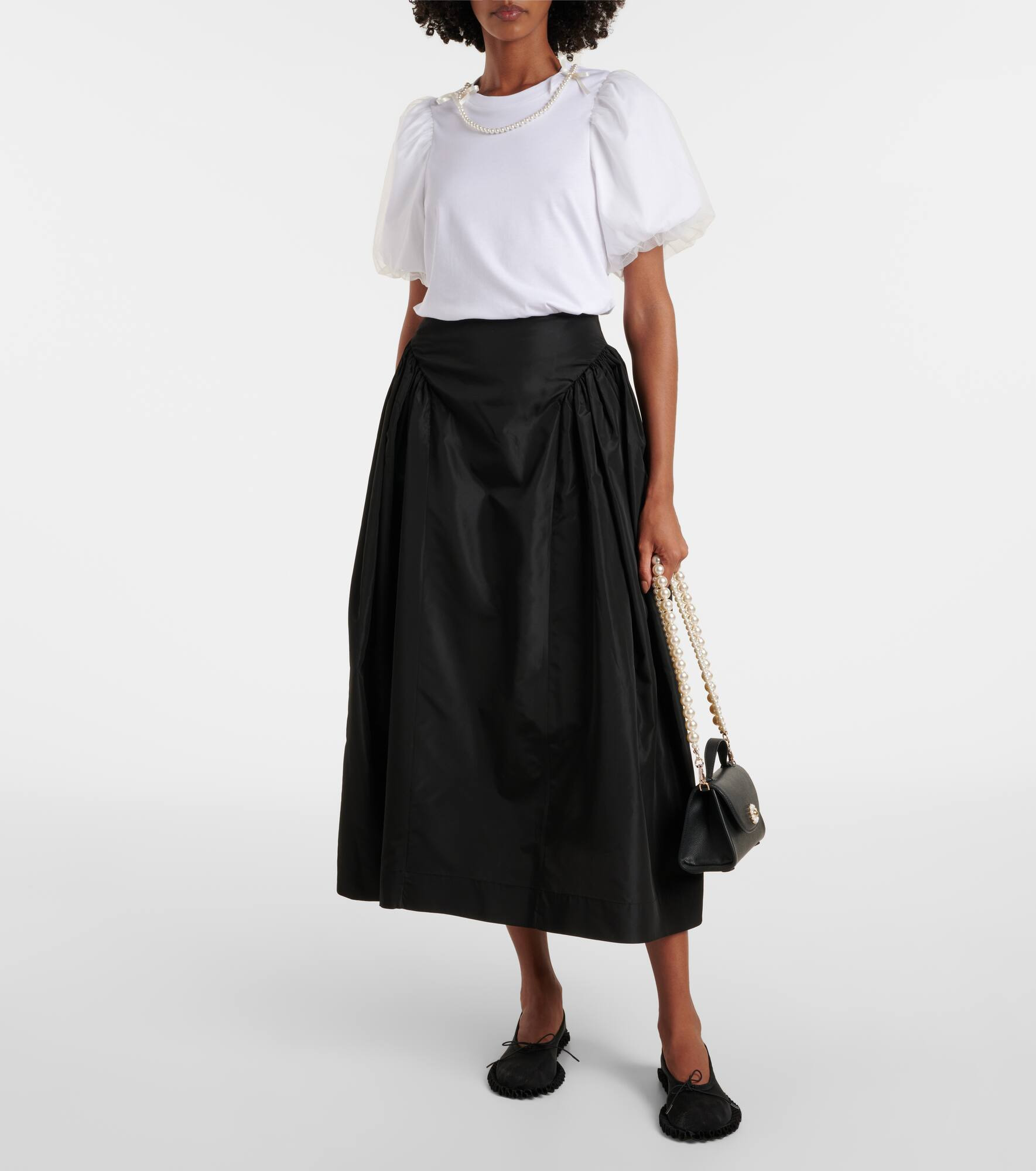 Puff-sleeve cotton jersey T-shirt - 2