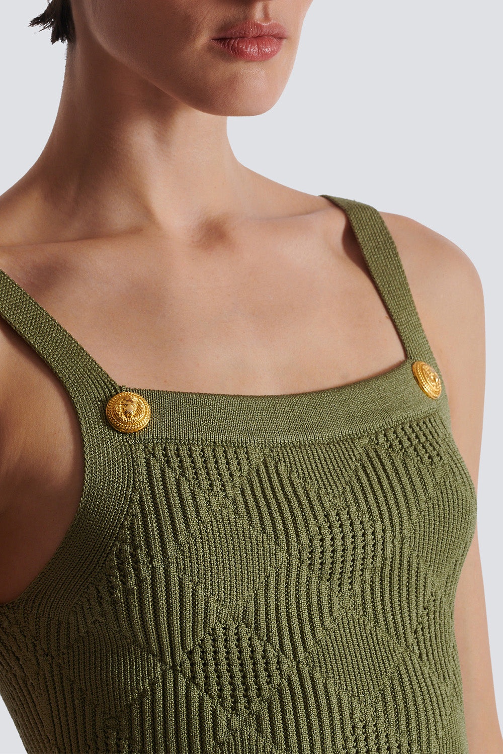 Two Button Short Tank - Olive - 2