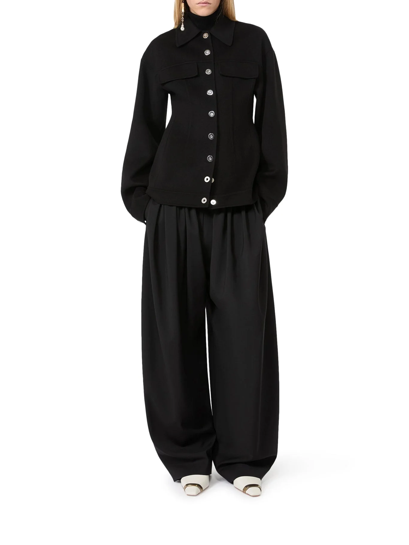 SHAPED OVERSHIRT IN PURE WOOL - 1