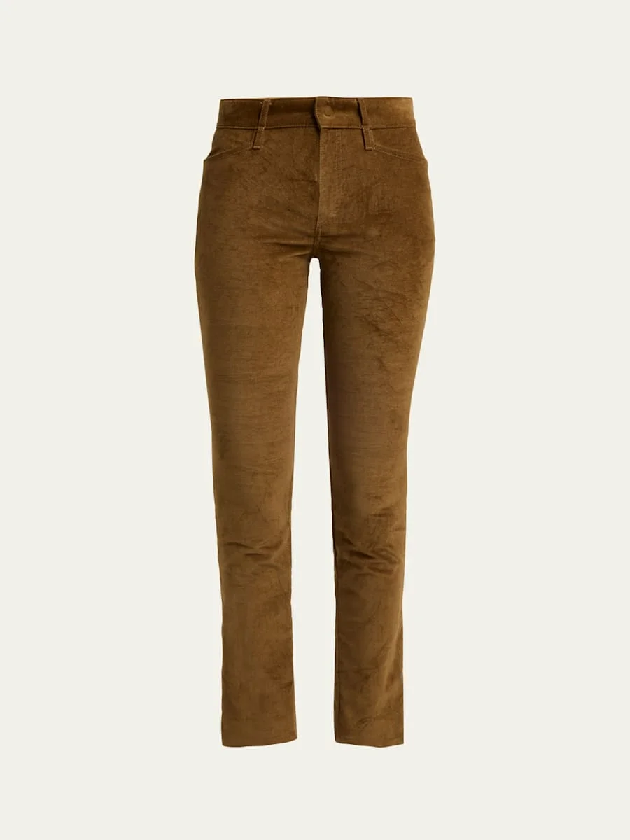 Velvet Slim-Leg Ankle Trousers - 1