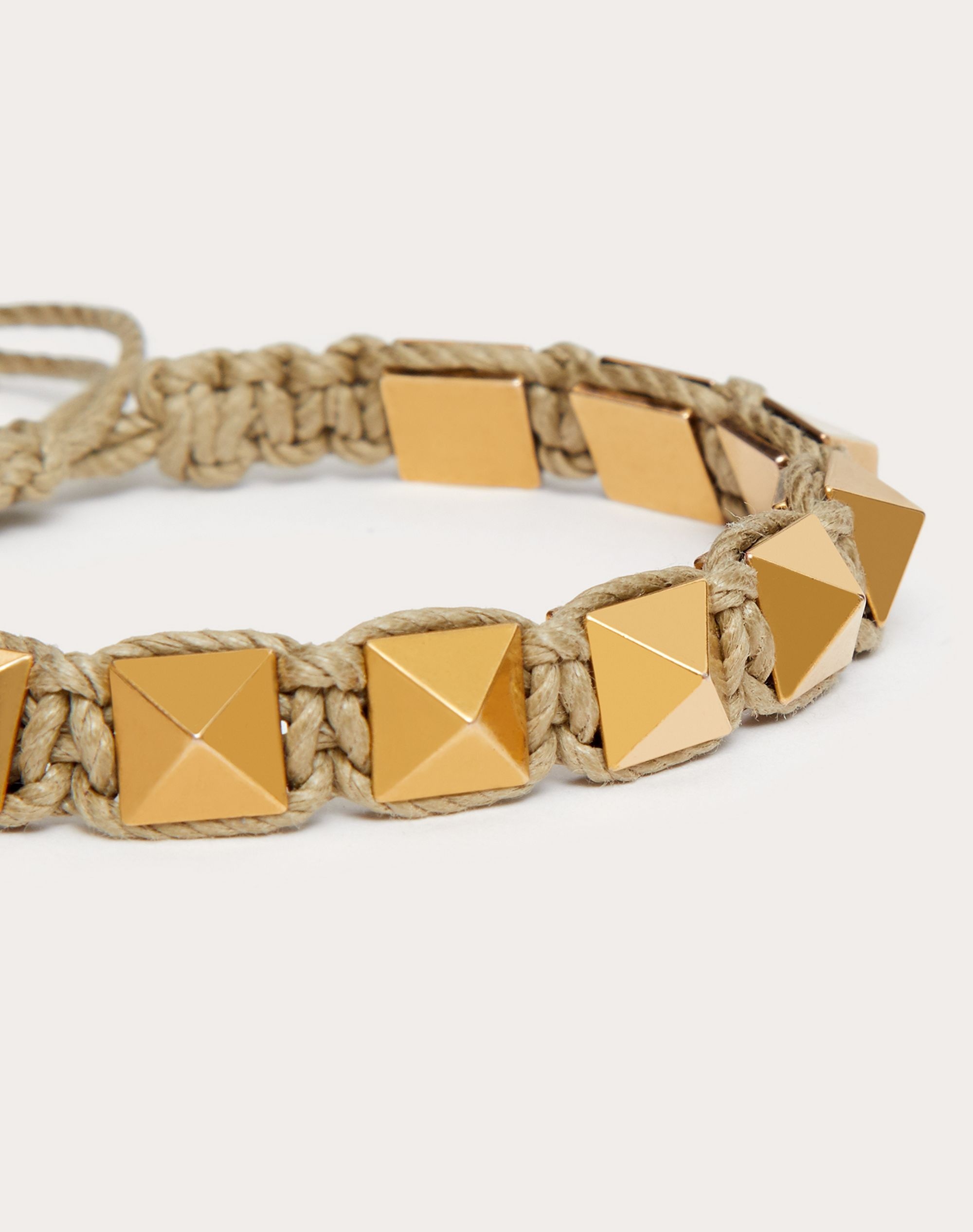 Rockstud Bracelet in Waxed Cotton and Metal - 2