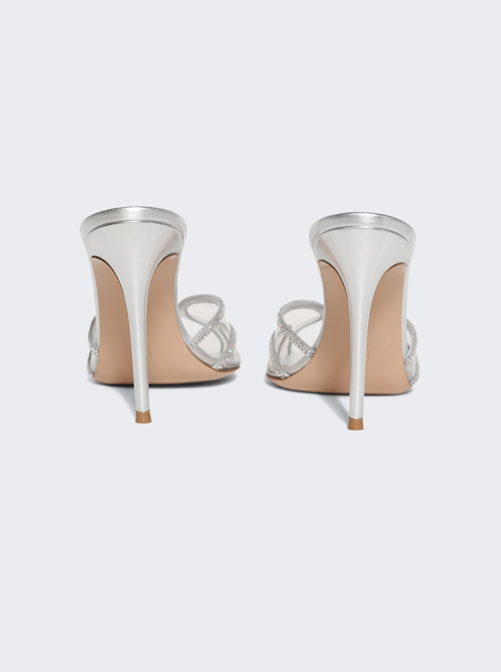 Burma Glass Peep Toe Heels Silver - 4