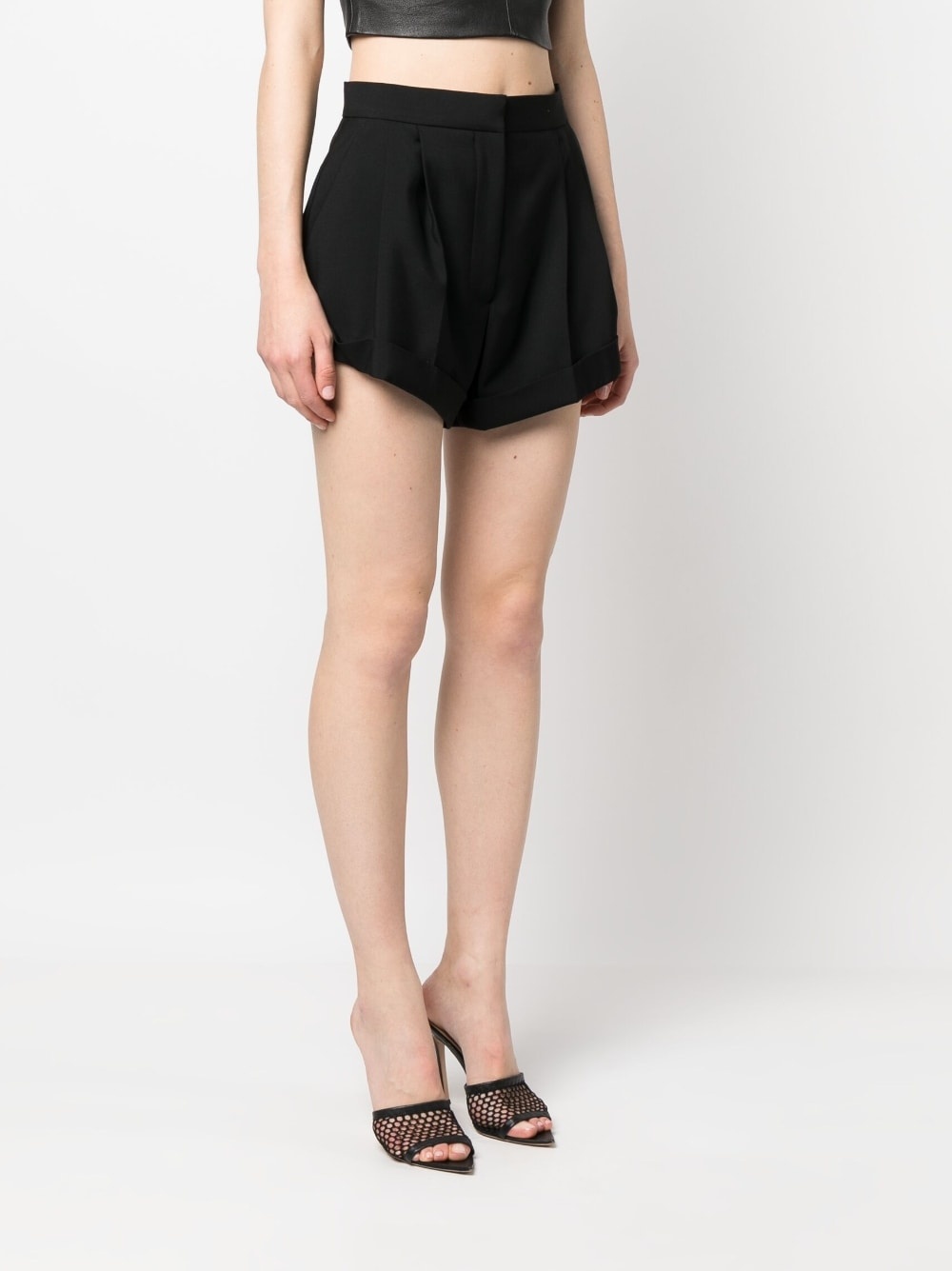 pleat-detail wool tailored shorts - 3