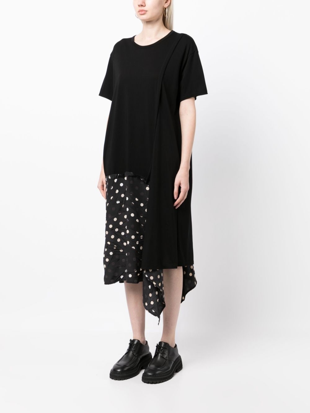 asymmetric polka-dot detailed dress - 3