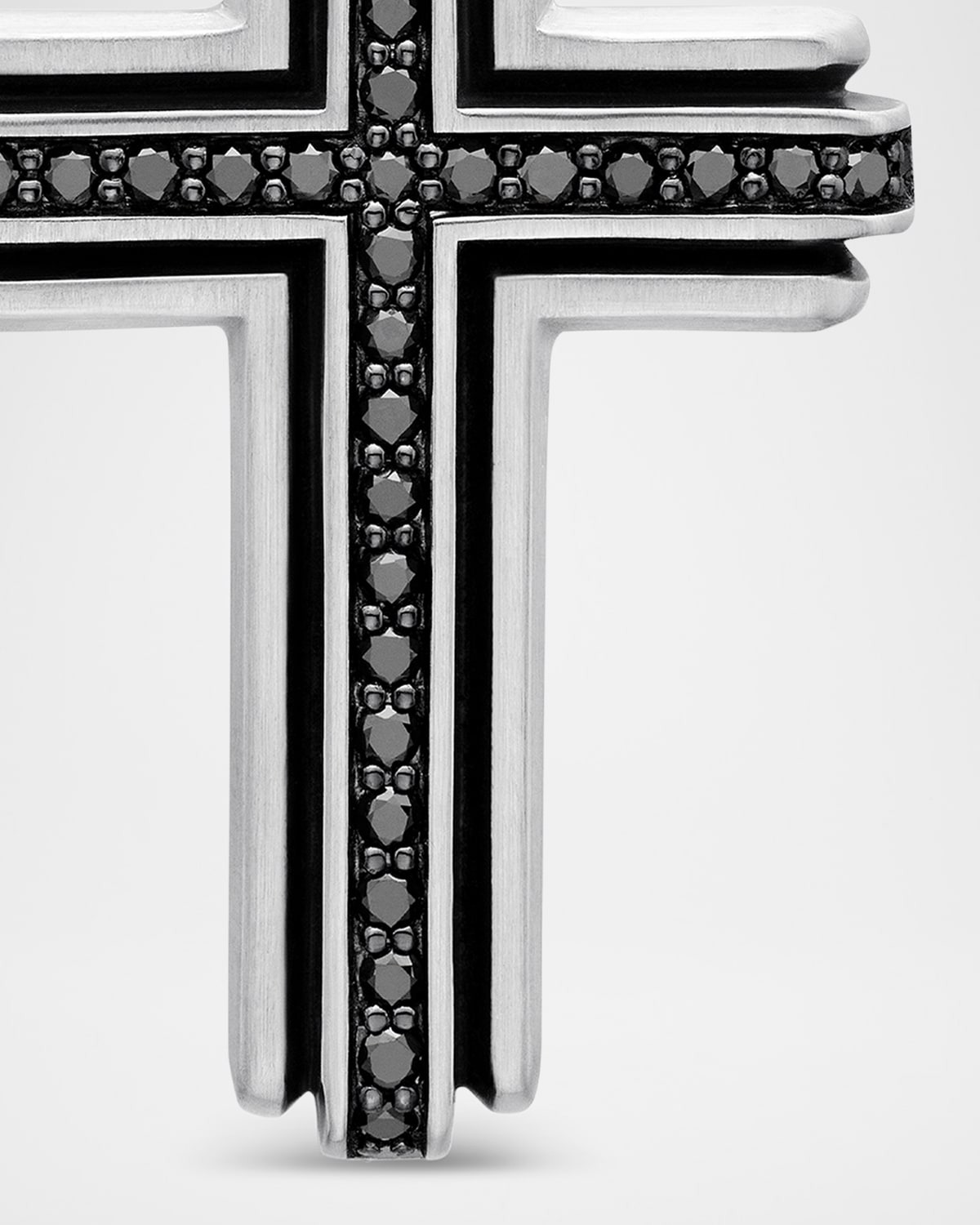 Men's Deco Cross Pendant in Silver, 34mm - 4