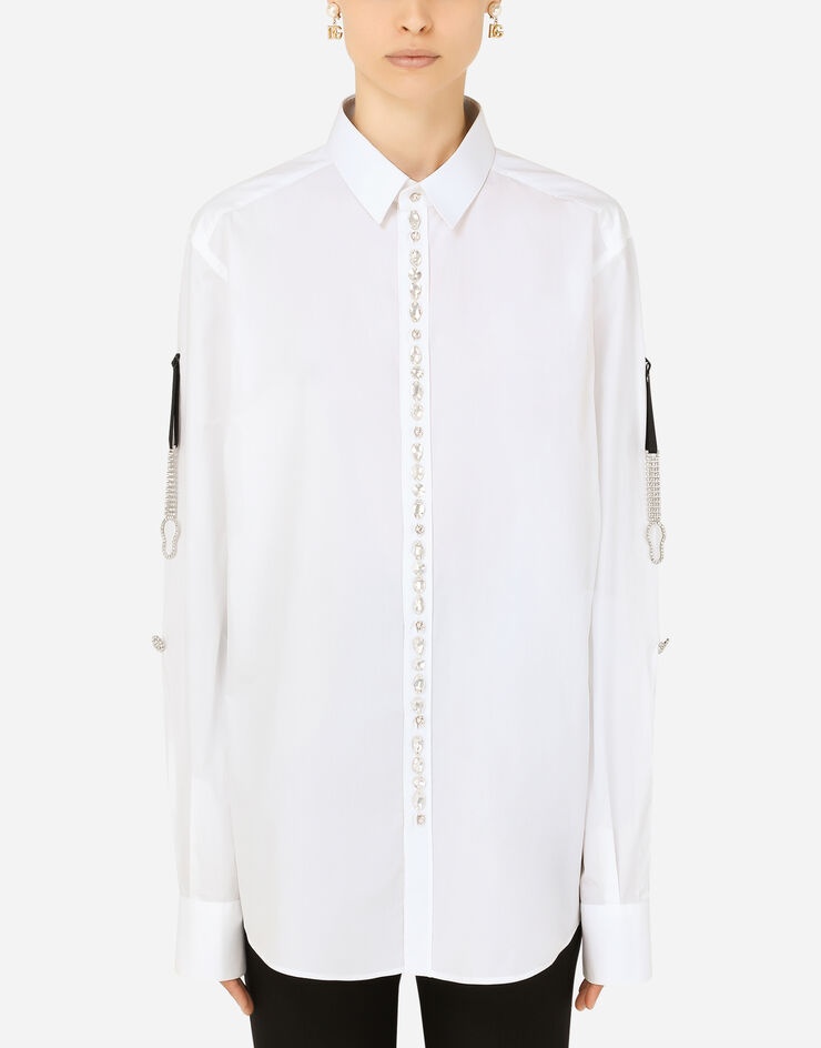 Poplin shirt with bejeweled buttons - 1