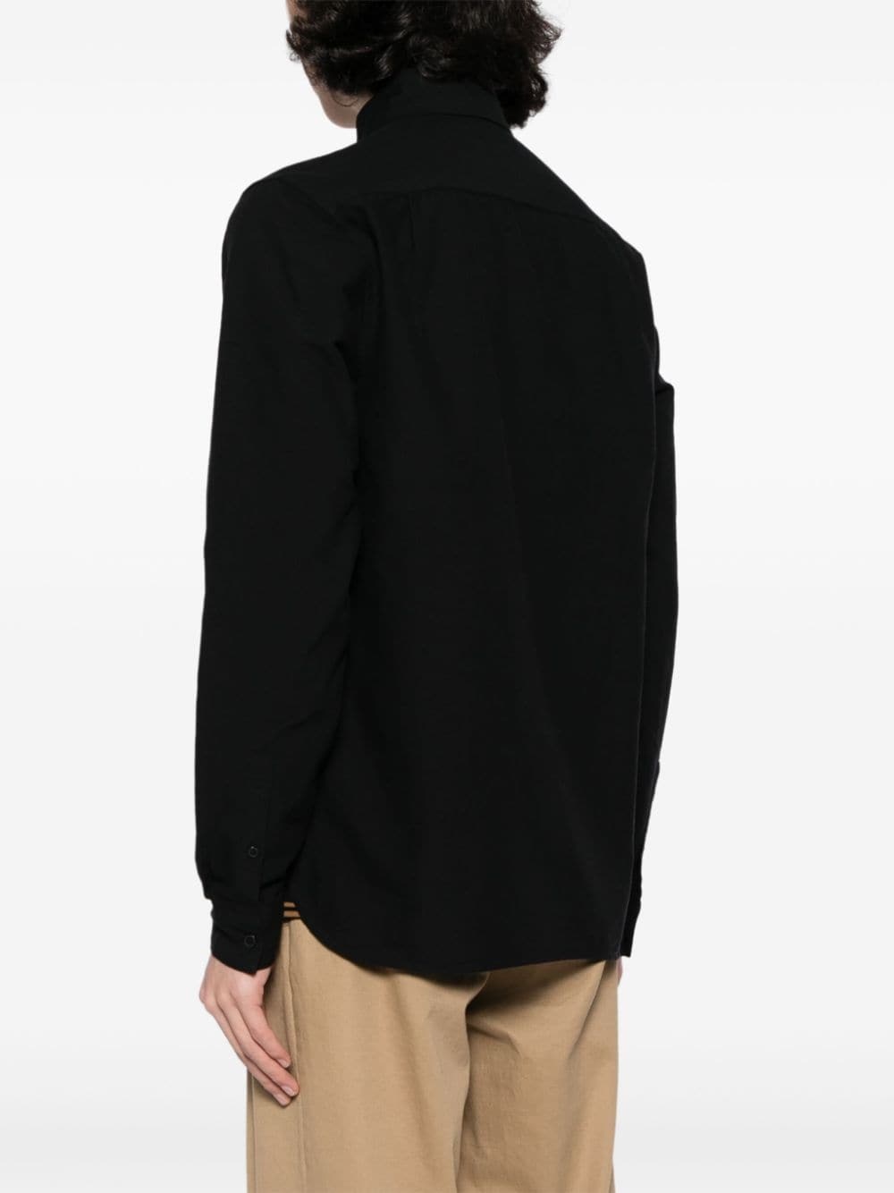 logo-embroidered cotton shirt - 8