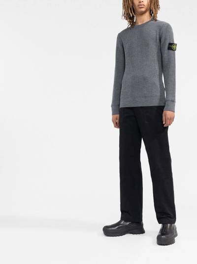 Stone Island Compass-patch ribbed-knit jumper outlook