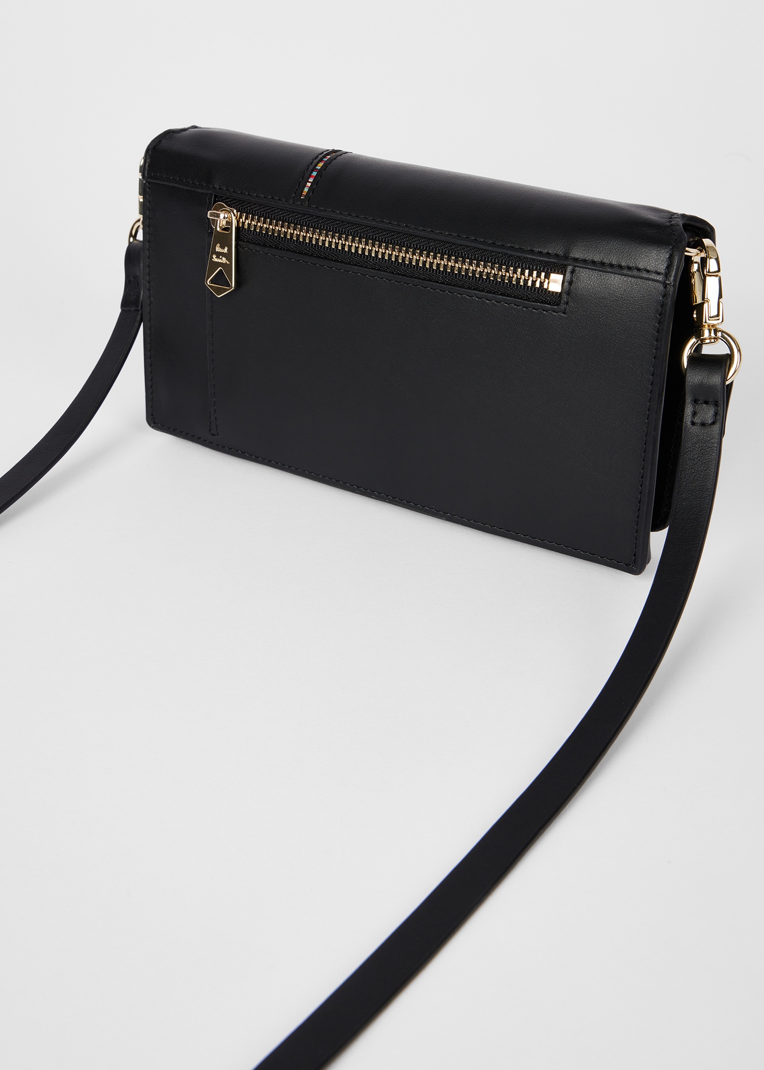 Women's Black Leather 'Signature Stripe' Phone Bag - 3