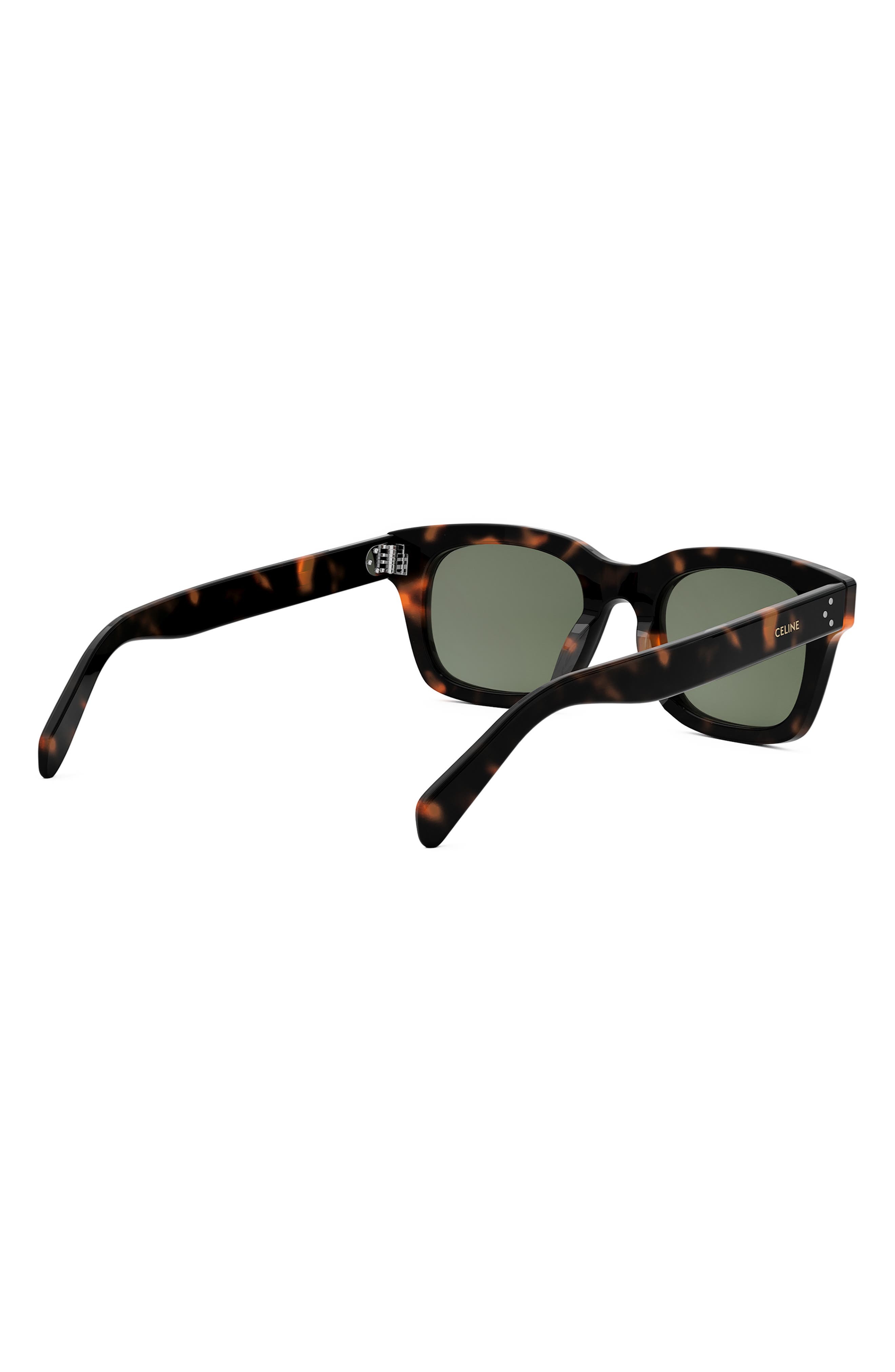 CELINE Bold 3 Dots 50mm Square Sunglasses in Dark Havana /Green at Nordstrom - 6
