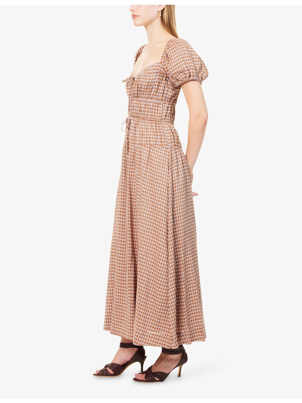 Rhett Puffed-Sleeves Woven Midi Dress - 3