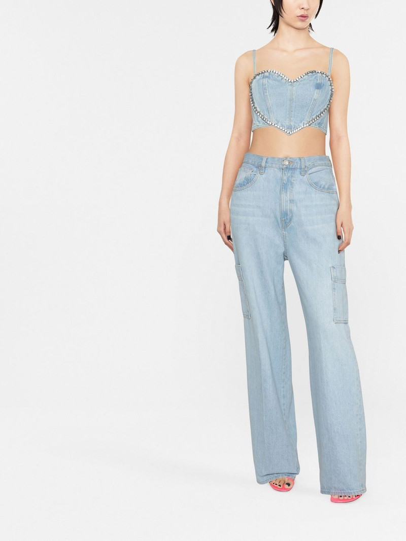 AREA crystal-embellished crop top outlook
