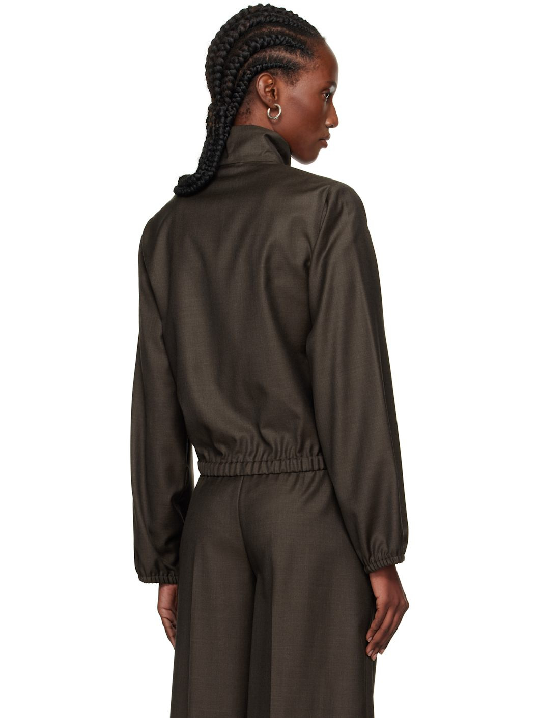 Brown Zyla Stand Collar Jacket - 3