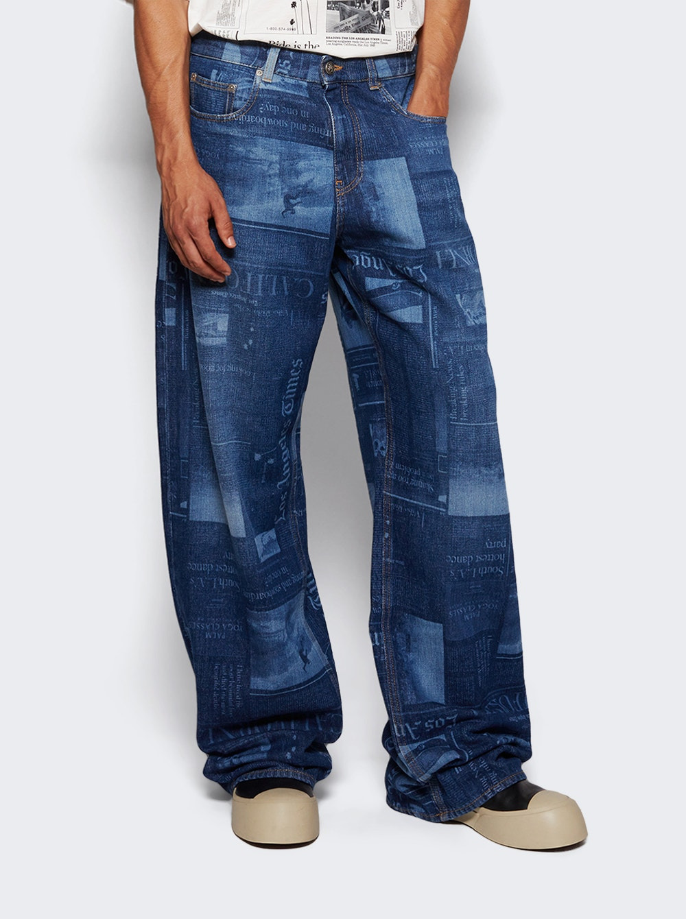 X La Times News Loose Denim Jeans Medium Blue - 2
