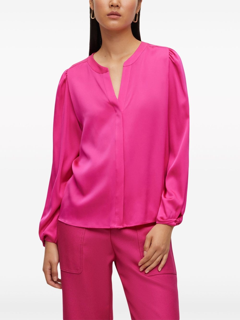 split-neck silk-blend blouse - 3