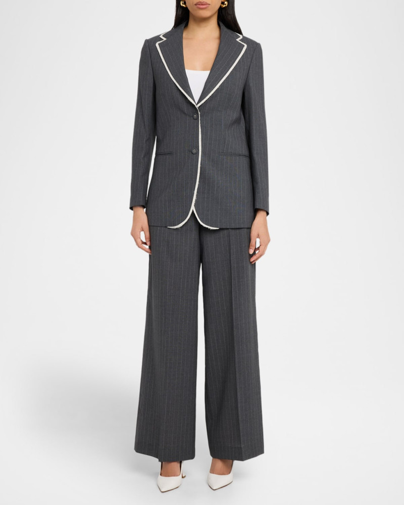 OFFICINE GÉNÉRALE Rosa Pinstripe Wool Pants outlook