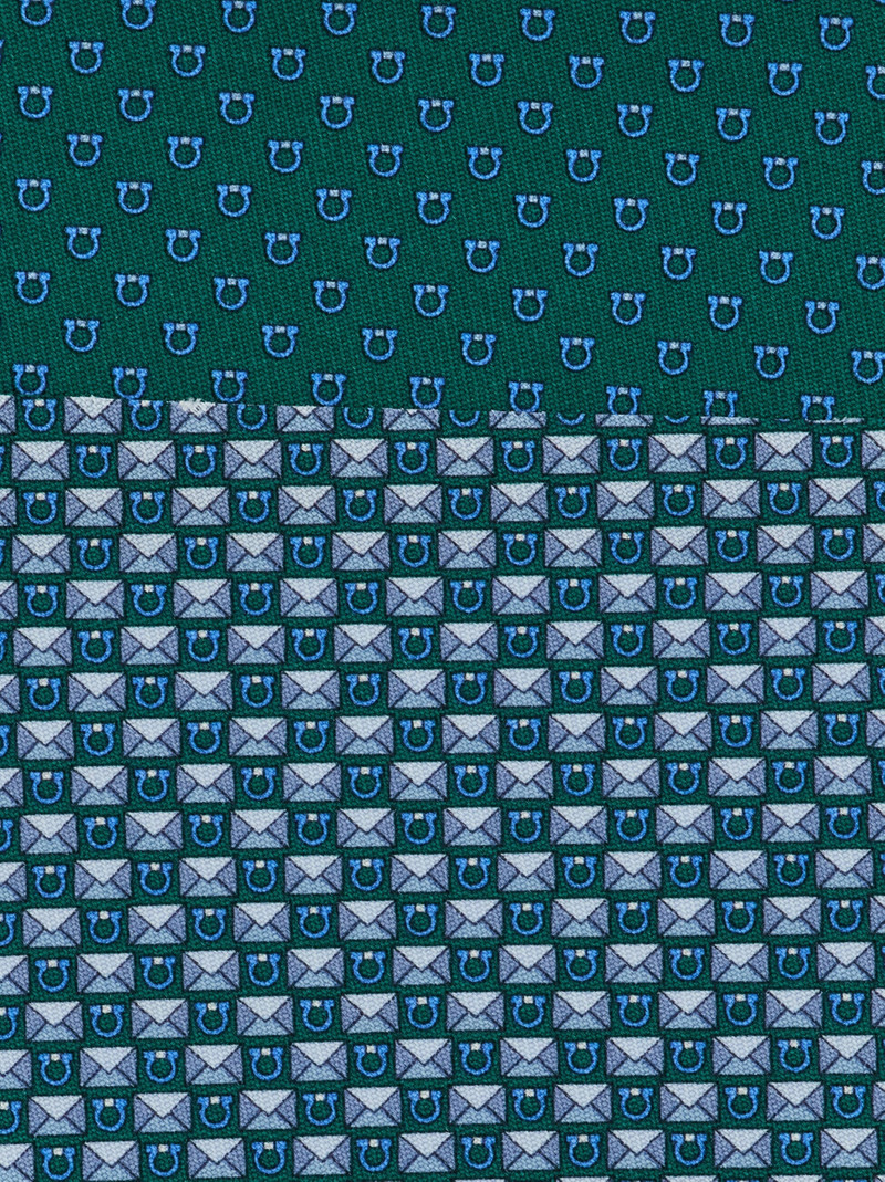 FERRAGAMO Gancini letter print silk tie outlook