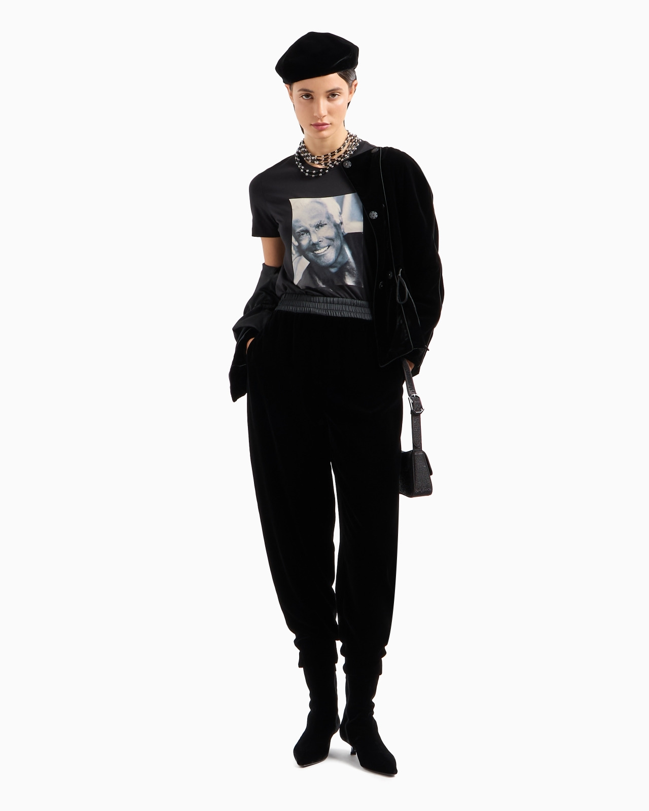 Icon Supima jersey T-shirt with Mr Armani photographic print - 4