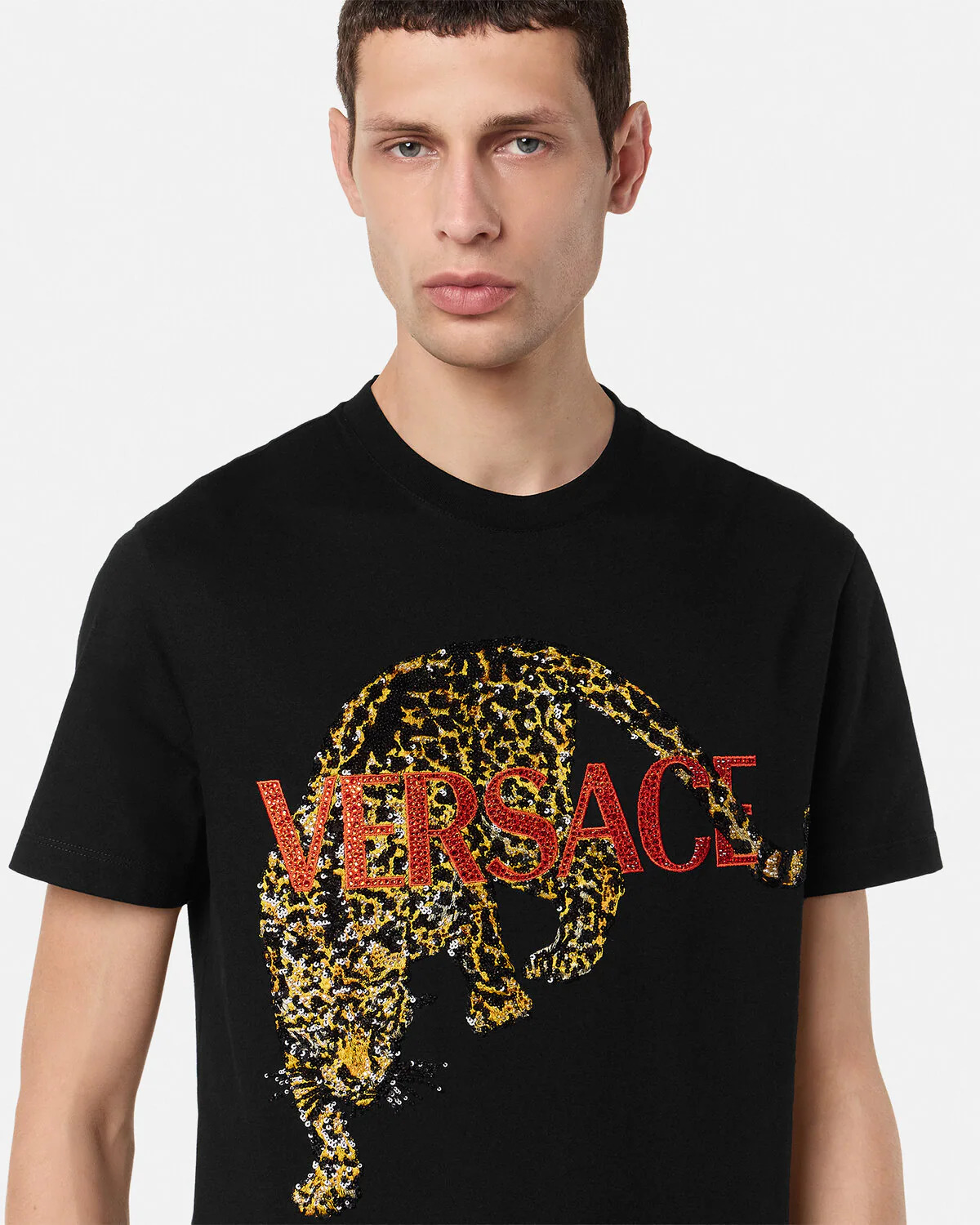Embroidered Versace Leopard T-Shirt - 3