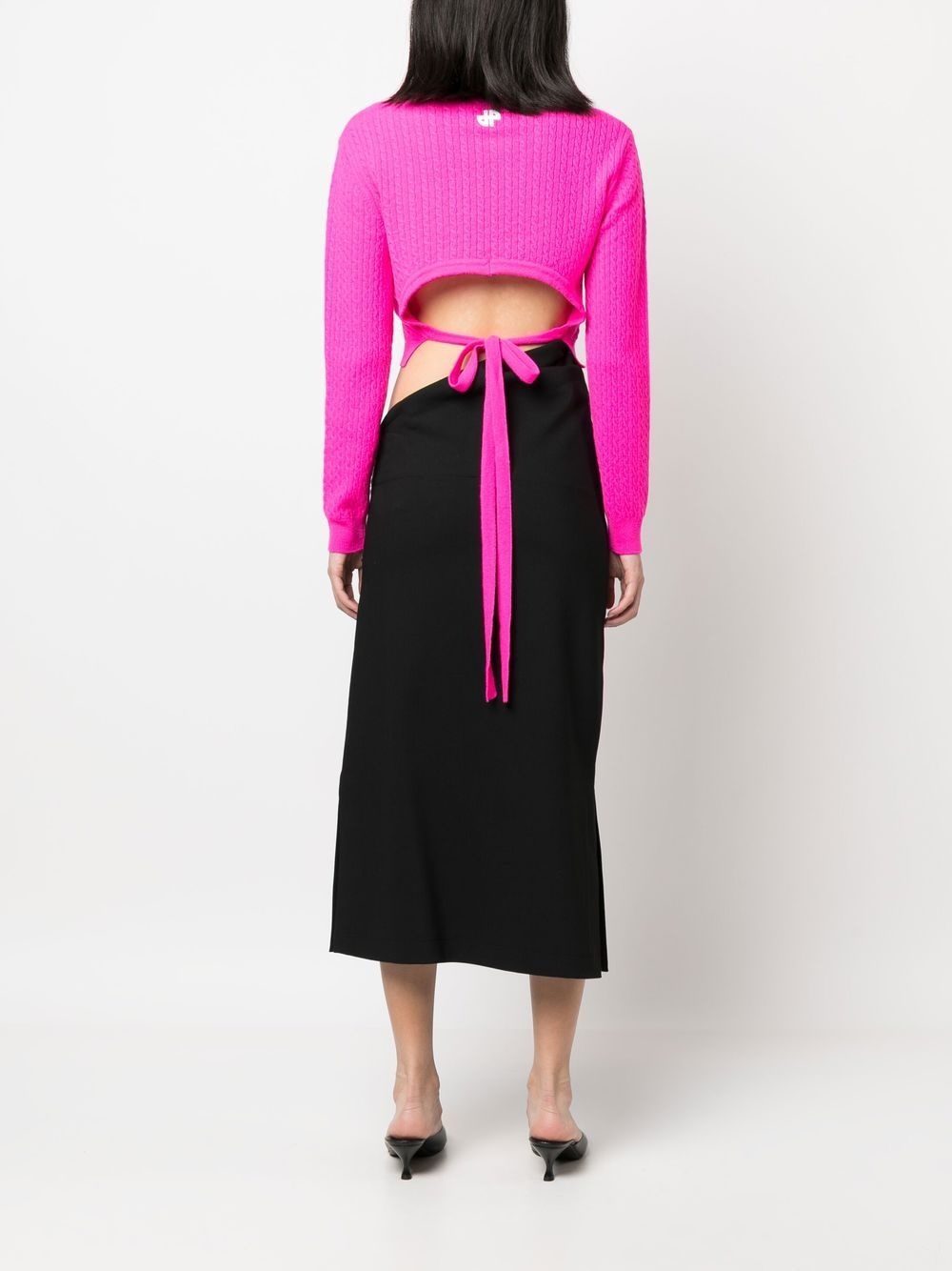 cable-knit rear-tie cropped jumper - 4