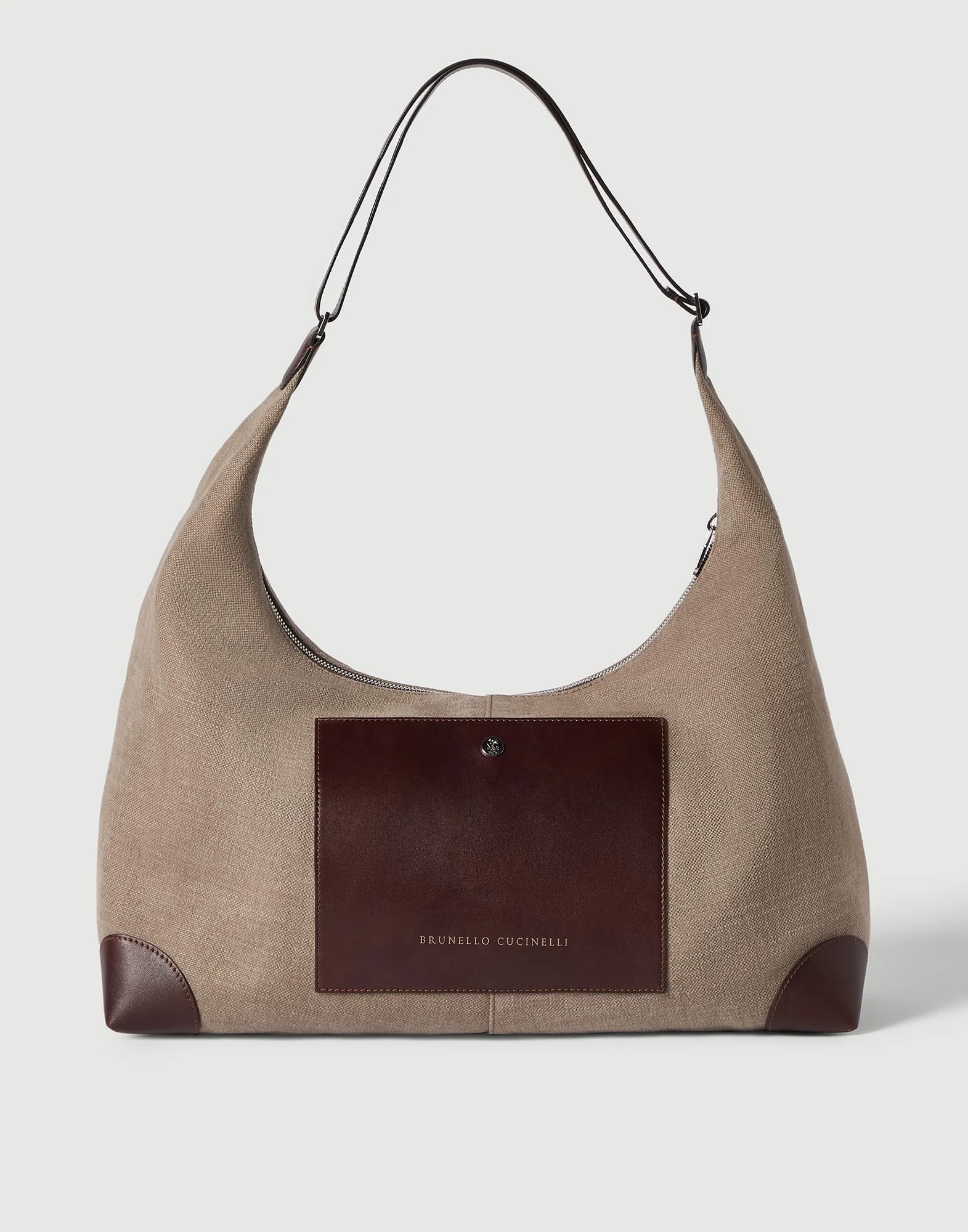 Water-resistant canvas and burnished calfskin messenger bag - 1