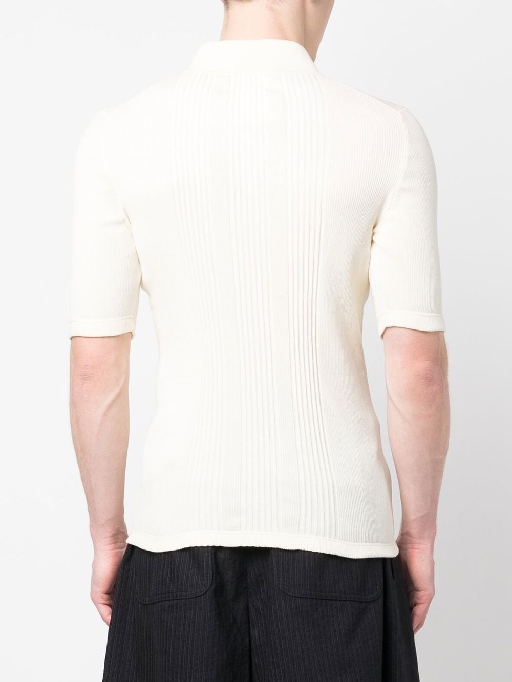ribbed short-sleeved polo shirt - 4