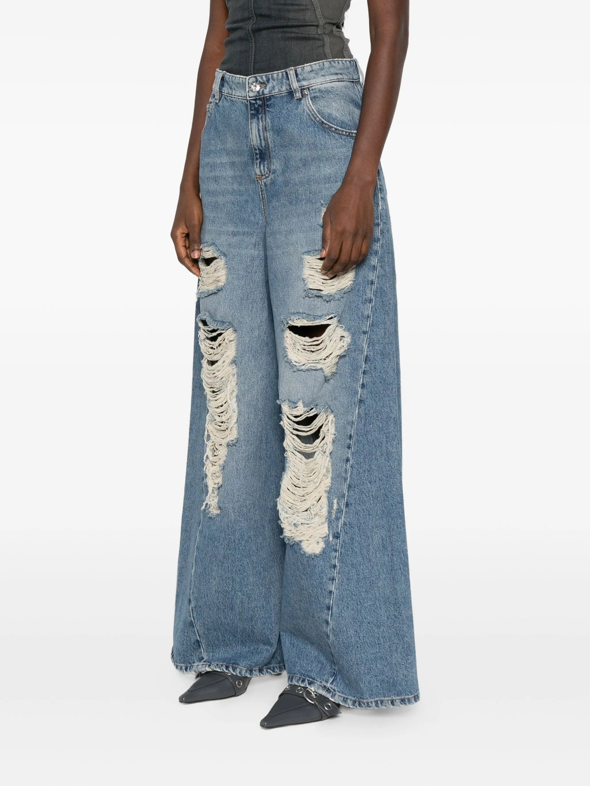 Blumarine Distressed Frayed Jeans - 4