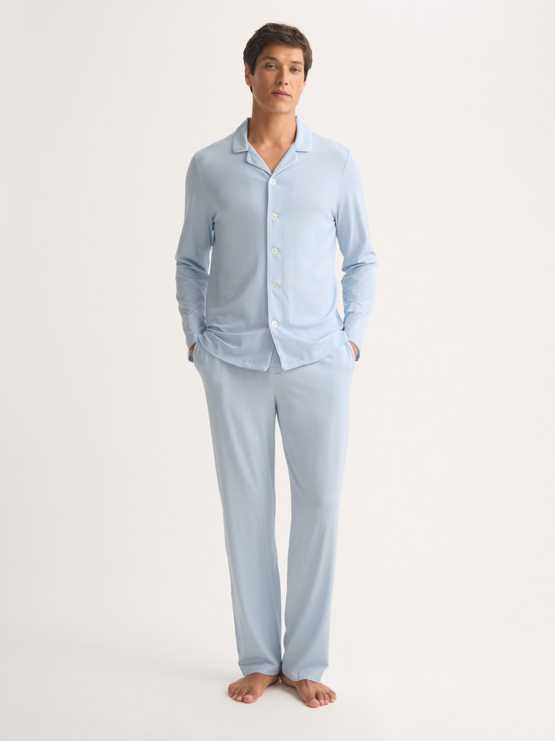 Derek Rose Men's Pajamas Basel Micro Modal Stretch Light Blue outlook