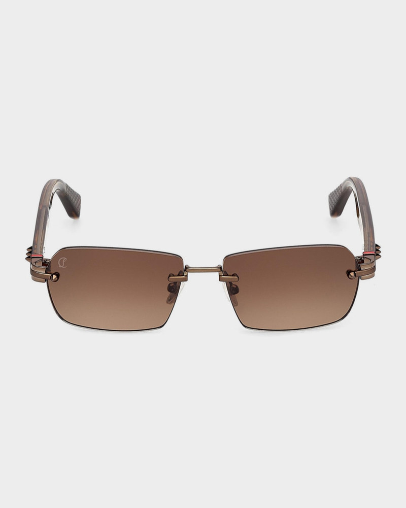 Christian Louboutin Men's Rimless Temple-Spike Metal Rectangle Sunglasses outlook
