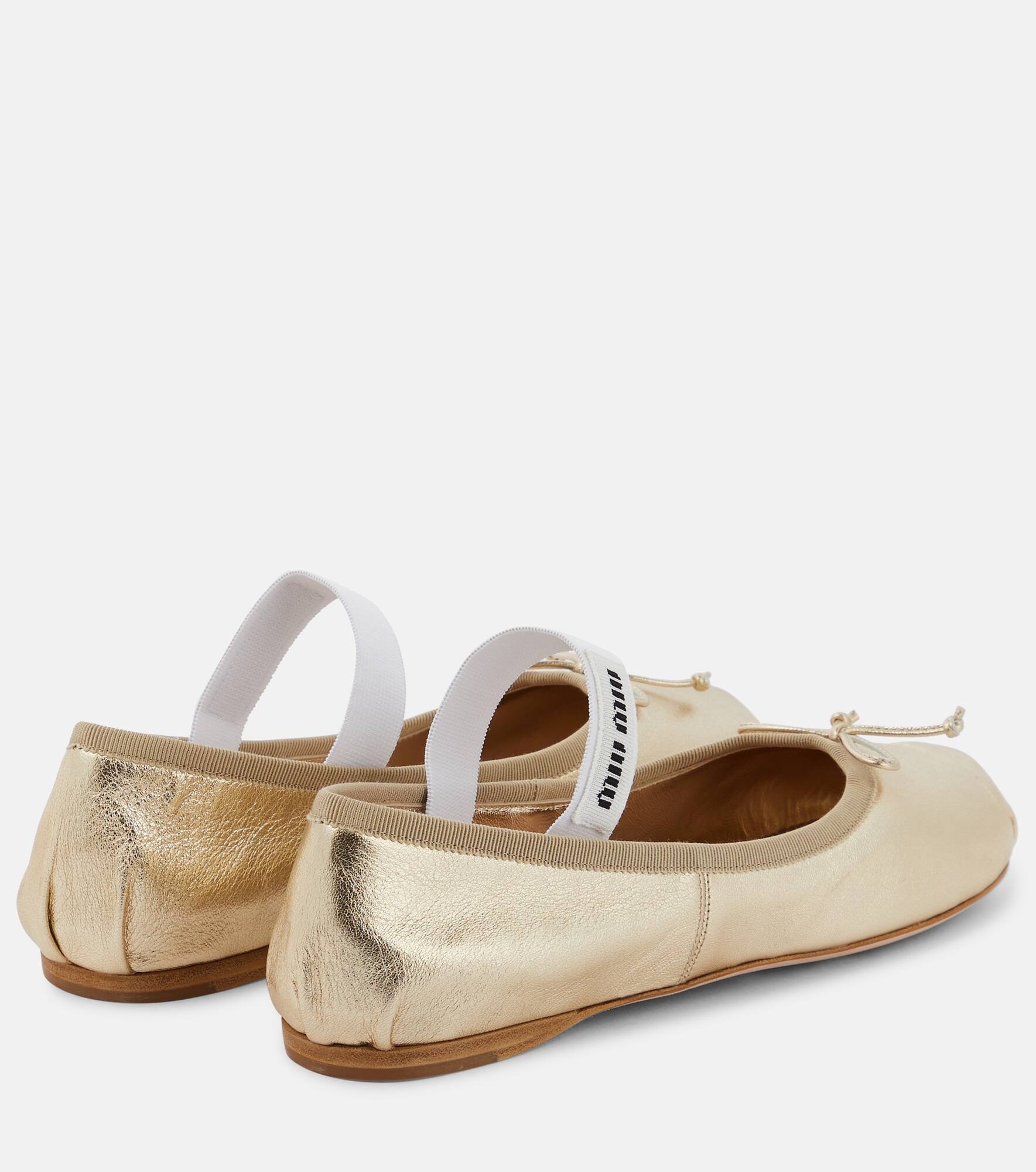 Logo leather ballet flats - 3