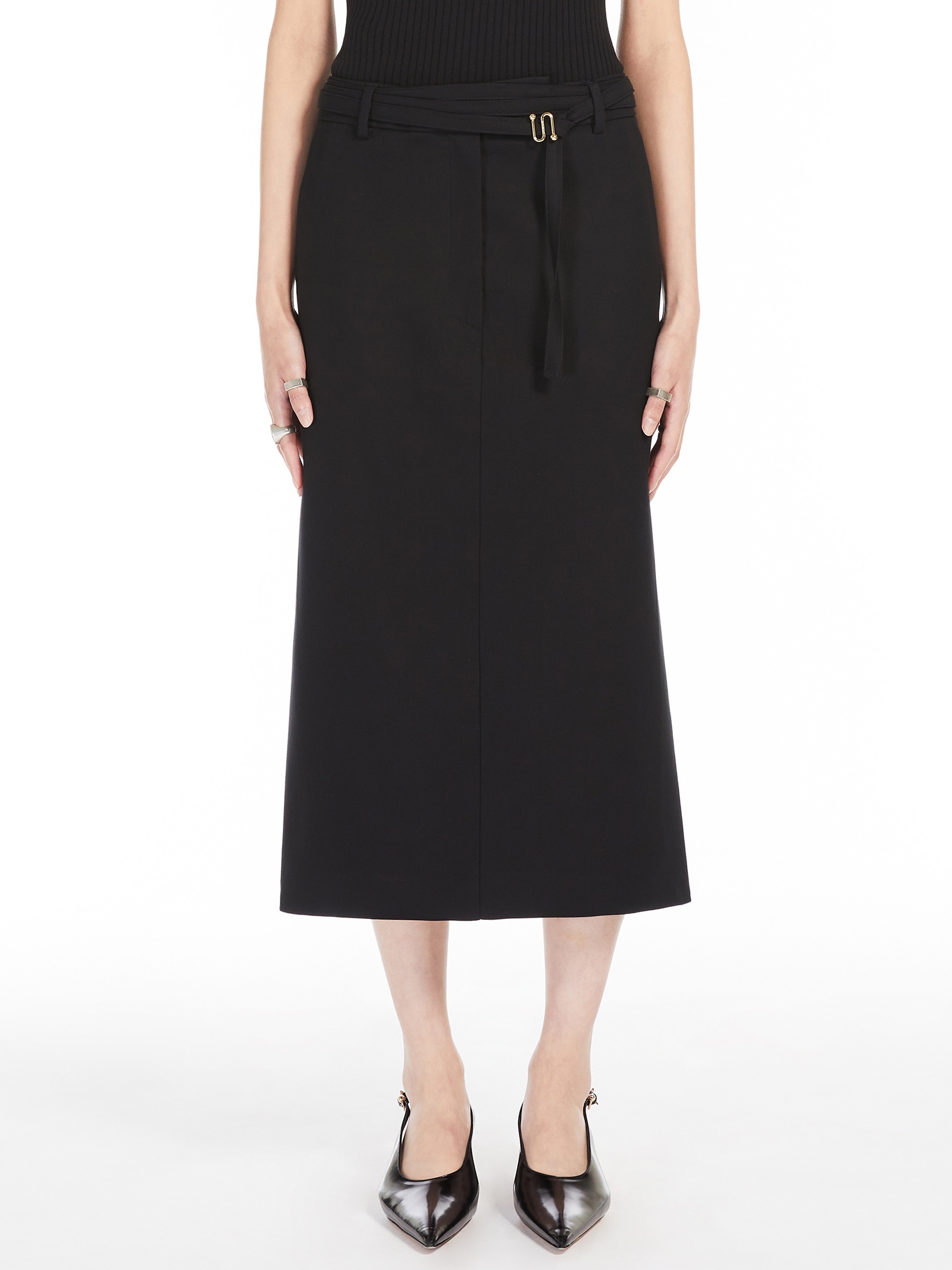 GARBO Calf-length skirt with a double-wrap belt - 3