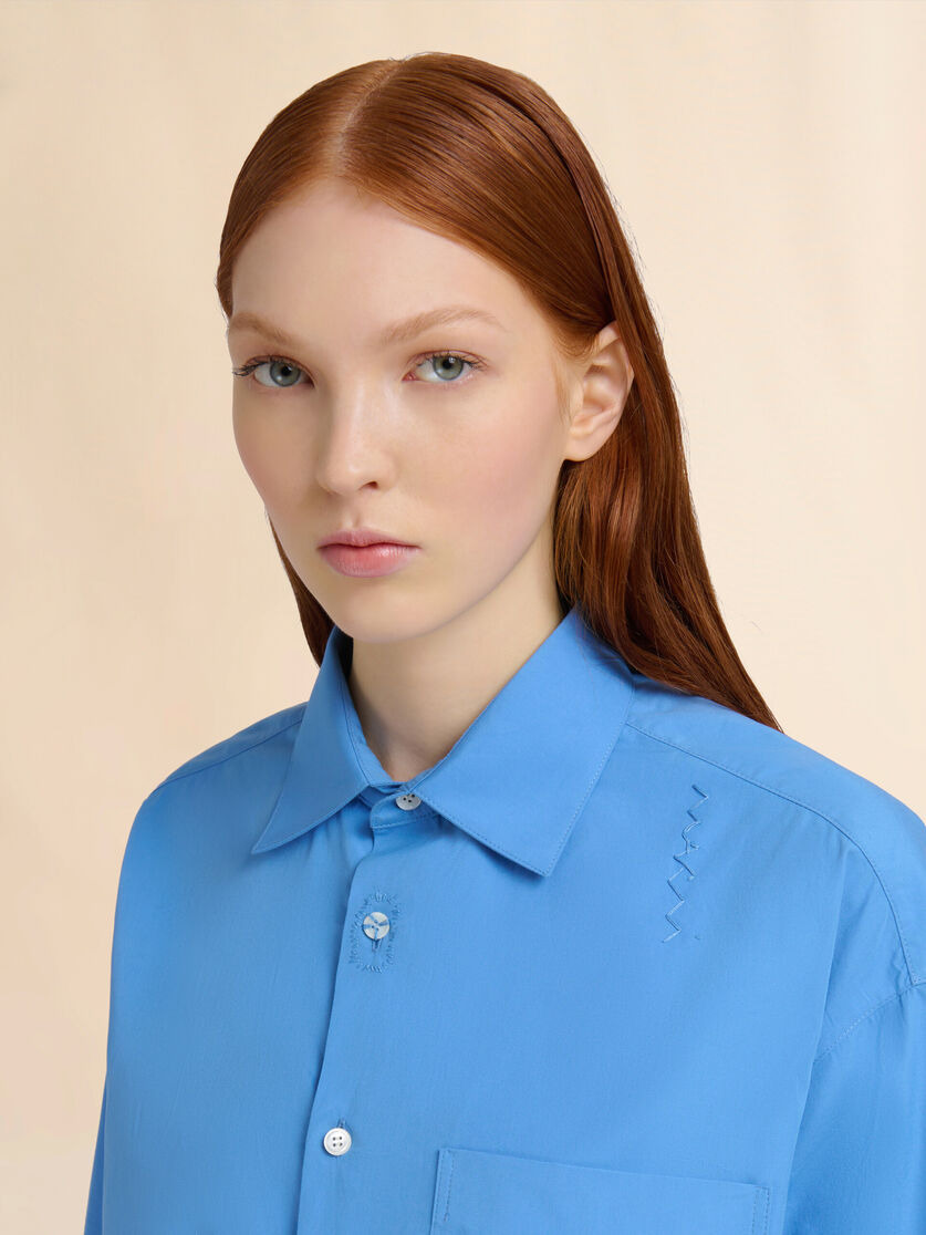 BLUE ORGANIC POPLIN SHIRT WITH MARNI MENDING - 4