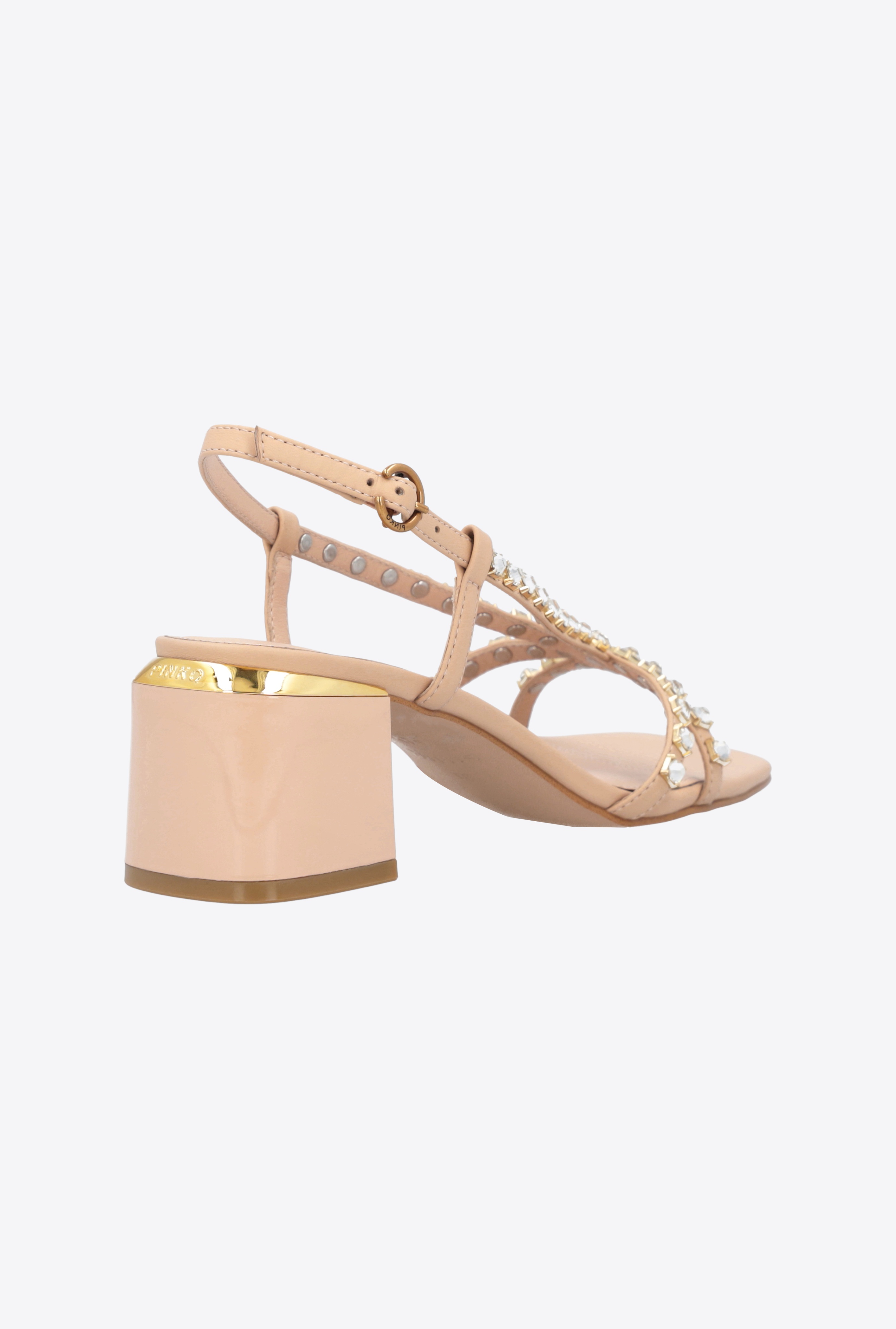 NAPPA LEATHER SANDALS WITH GOLDEN HEEL - 3