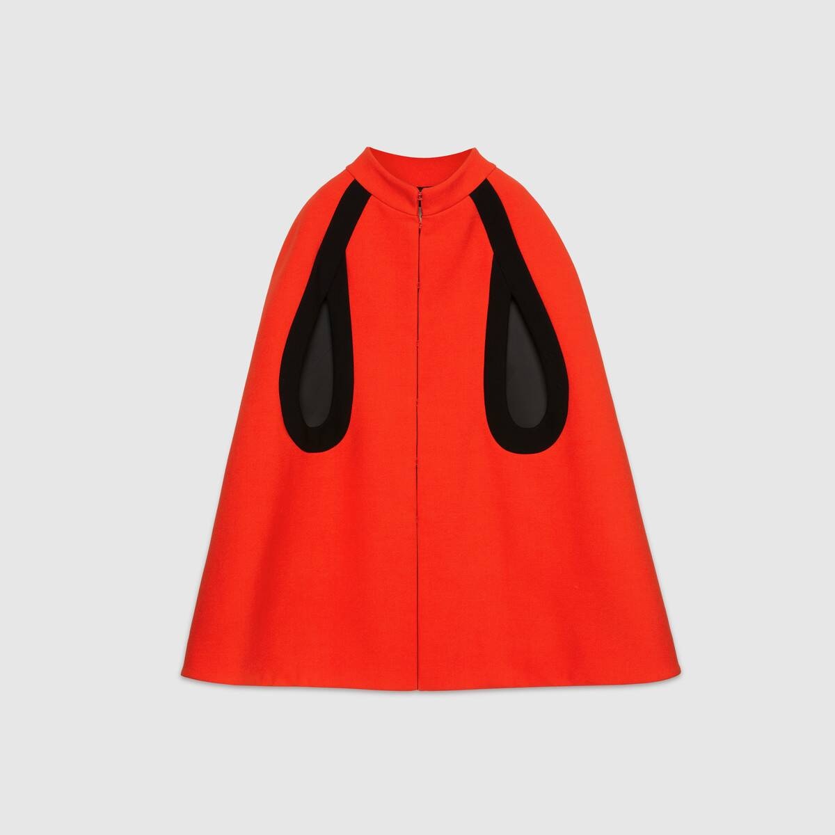 Wool cape with contrast trims - 1