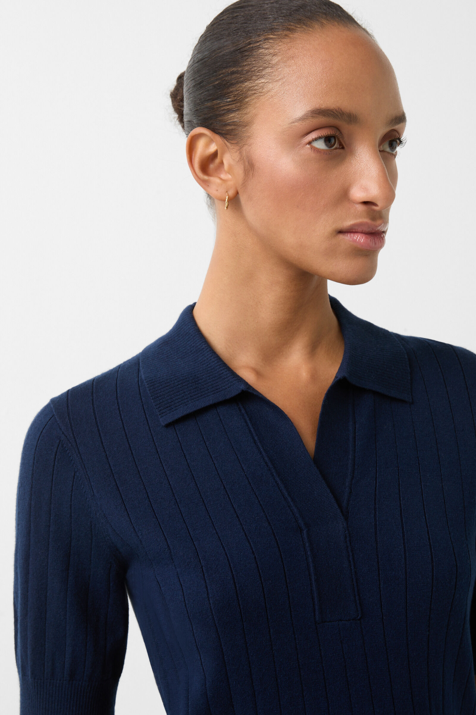 Knitted polo shirt June in Navy blue - 4