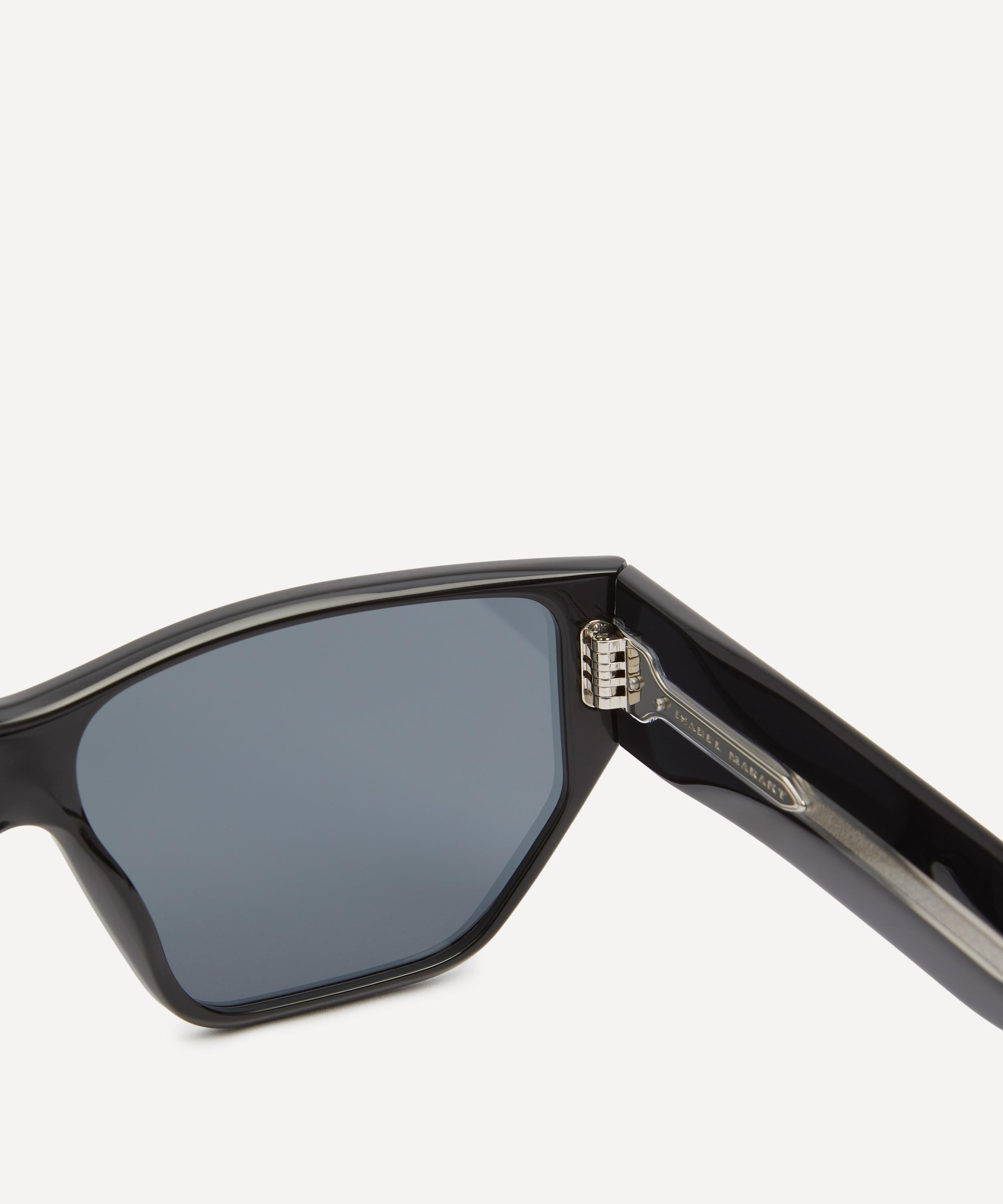 Acetate Rectangular Cat Eye Black Sunglasses - 3