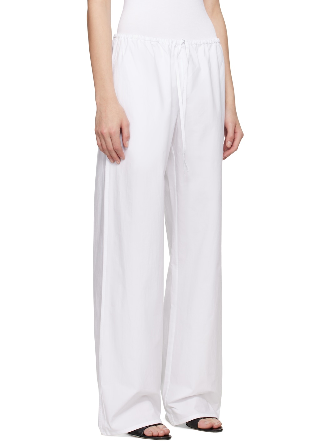 White Drawcord Trousers - 2