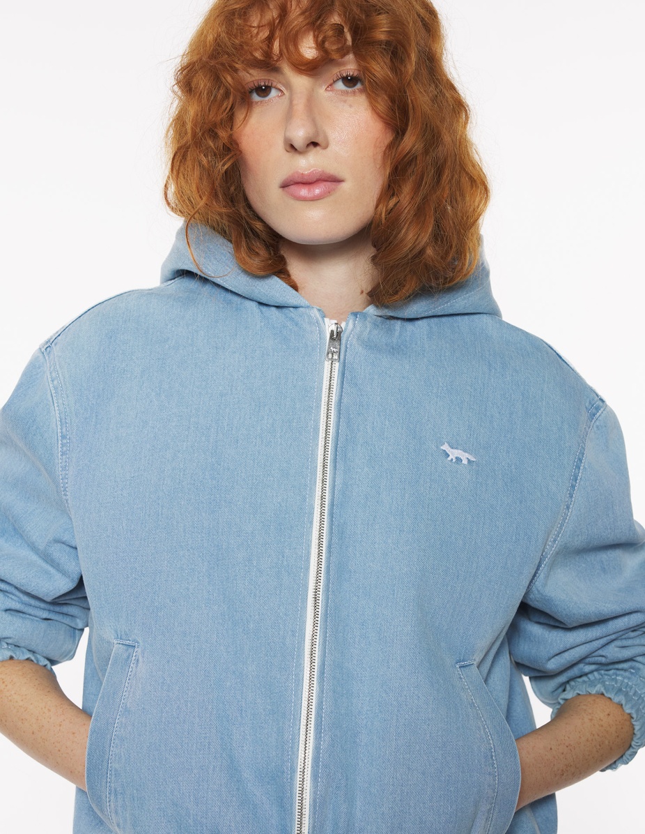 ZIPPED HOODED DENIM BLOUSON - 4
